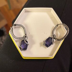 Sirens Blue Tanzanite in Hematite Drop Earrings